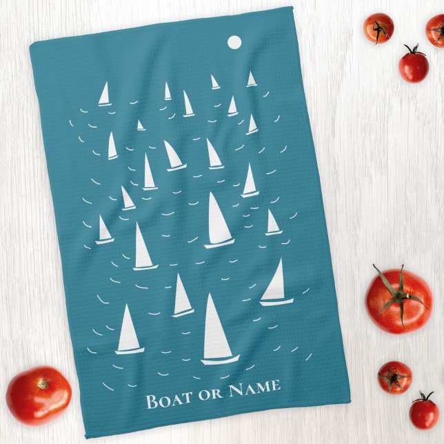 Personalized Sailing Boat Nautical Kitchen Towel (Creator Uploaded)