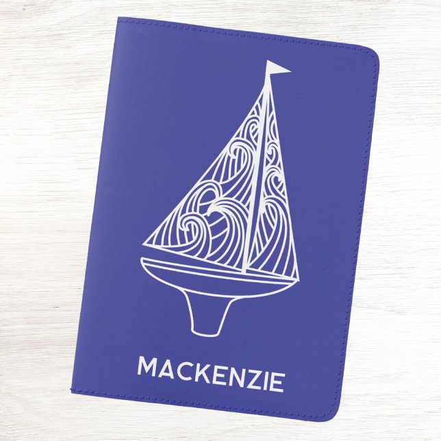 Personalized Sailing Boat Nautical Yacht Passport Passport Holder (Sailboat sailing yacht nautical passport holder cover With personalized custom name or text)