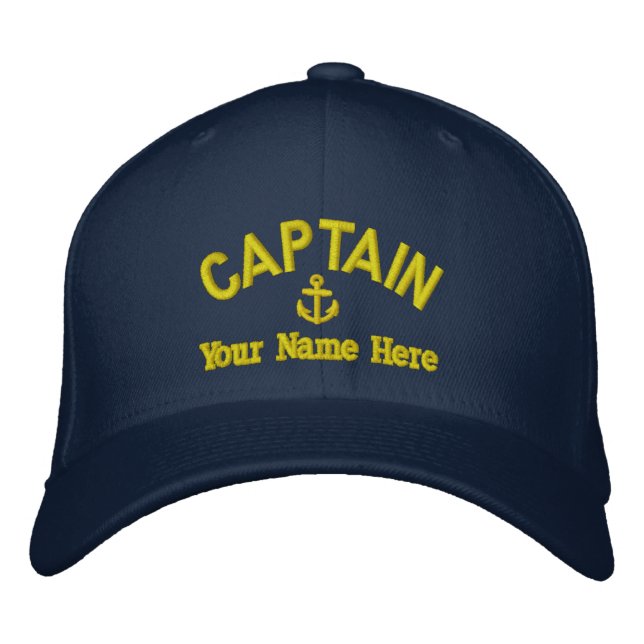 Personalized sailing captains embroidered baseball cap (Front)