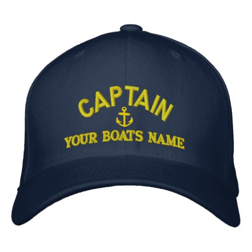 Personalized sailing captains embroidered baseball hat