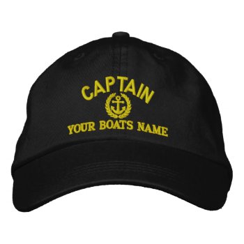 Personalized Sailing Captains With Anchor Embroidered Baseball Hat by customthreadz at Zazzle