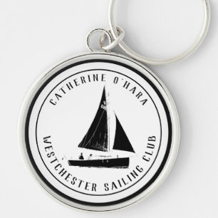 Personalized sailing club black vintage Keychain