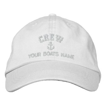 Personalized Sailing Crew White Text Embroidered Baseball Hat by customthreadz at Zazzle