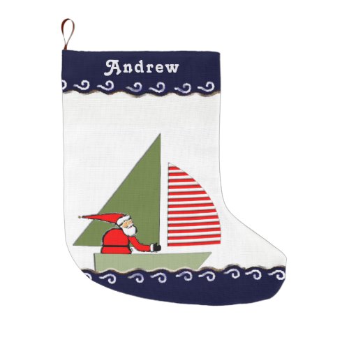 Personalized Sailing Holiday Gift Large Christmas Stocking