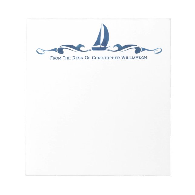 Personalized Sailing Ship Nautical Monogrammed Notepad (Front)