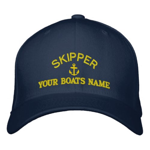 Personalized sailing skipper captains embroidered baseball hat