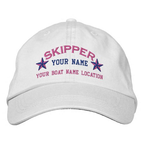 Personalized Sailing Skipper Stars Embroidered Baseball Cap