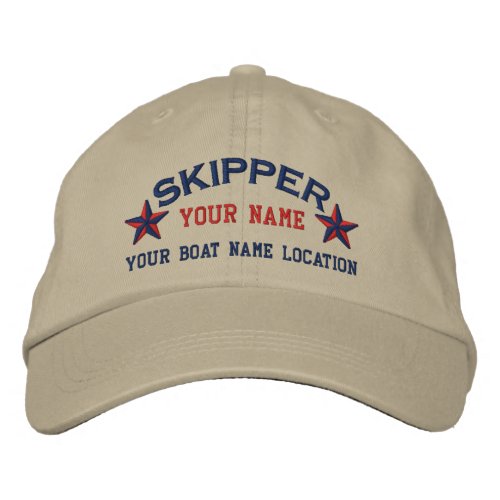 Personalized Sailing Skipper Stars Embroidered Baseball Hat
