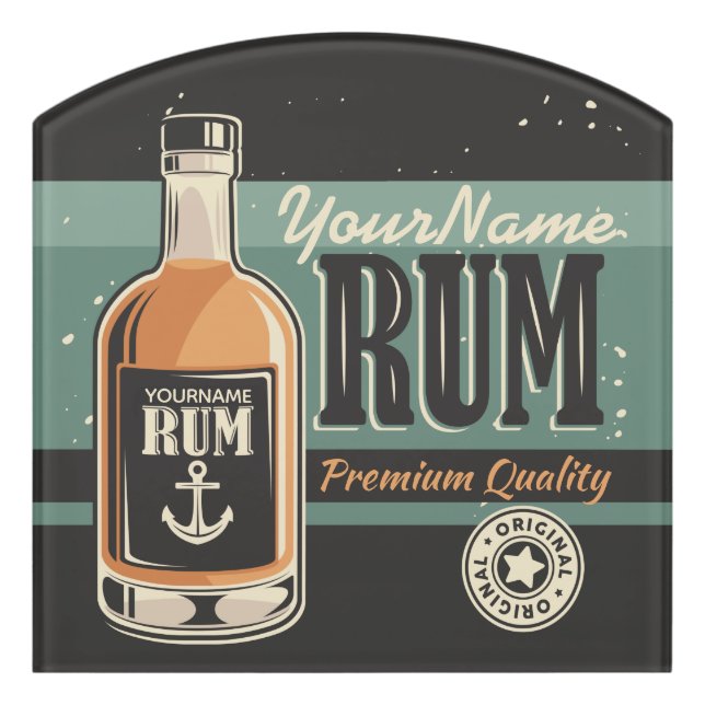 Personalized Sailor Rum Liquor Bottle Retro Sign  (Contour Front)