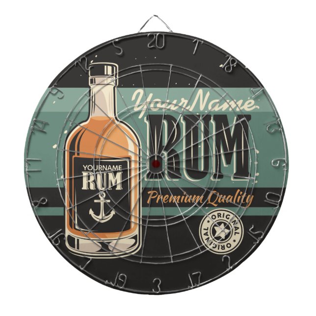 Personalized Sailor Rum Liquor Bottle Retro Sign  Dart Board (Front)