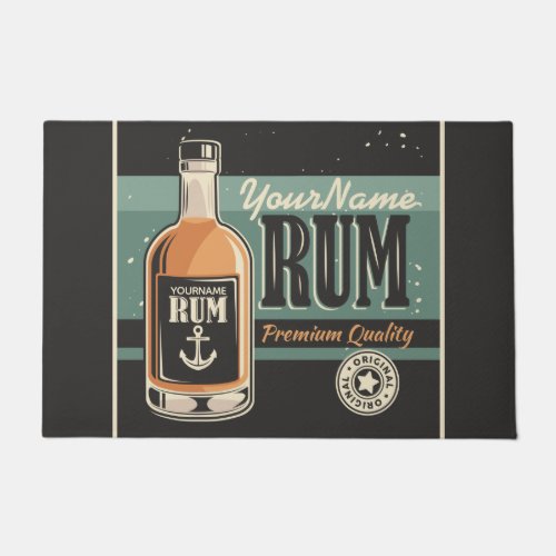 Personalized Sailor Rum Liquor Bottle Retro Sign Doormat