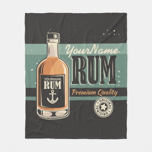 Personalized Sailor Rum Liquor Bottle Retro Sign  Fleece Blanket