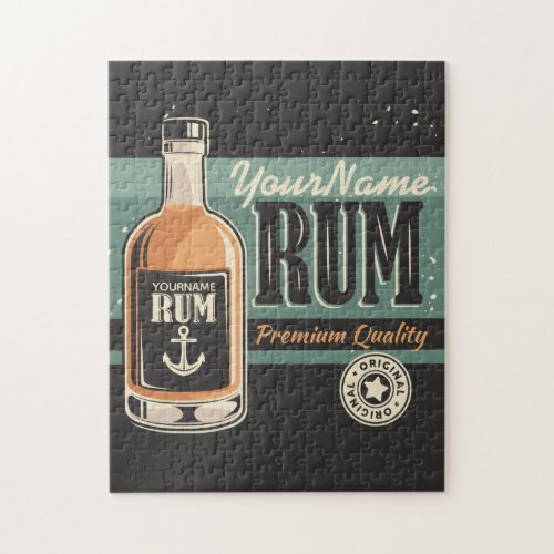 Personalized Sailor Rum Liquor Bottle Retro Sign Jigsaw Puzzle