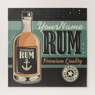 Personalized Sailor Rum Liquor Bottle Retro Sign Jigsaw Puzzle