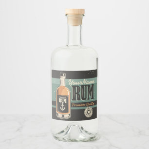 Personalized Sailor Rum Liquor Bottle Retro Sign Label