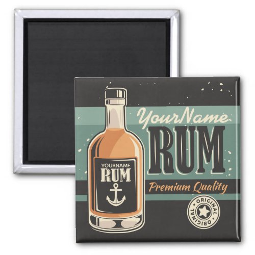 Personalized Sailor Rum Liquor Bottle Retro Sign Magnet