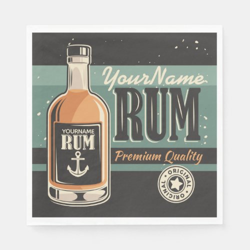Personalized Sailor Rum Liquor Bottle Retro Sign  Napkins
