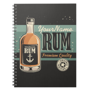 Personalized Sailor Rum Liquor Bottle Retro Sign Notebook