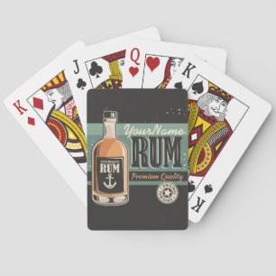 Personalized Sailor Rum Liquor Bottle Retro Sign Poker Cards