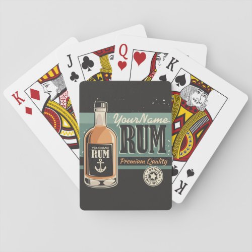 Personalized Sailor Rum Liquor Bottle Retro Sign  Poker Cards