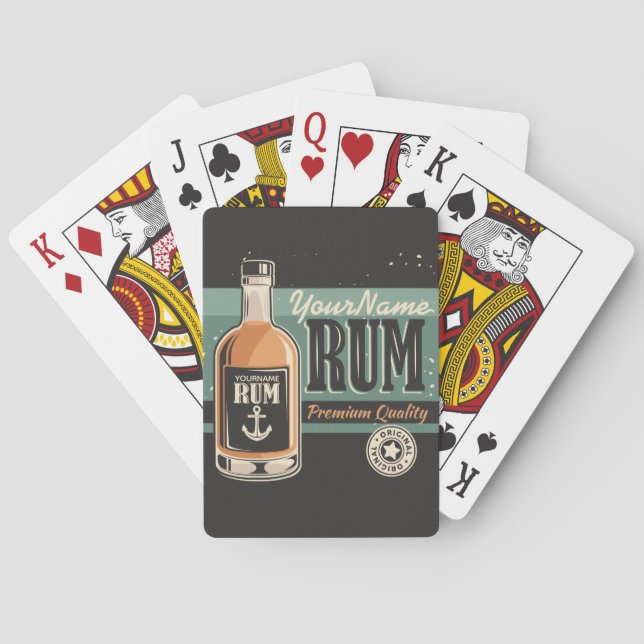 Personalized Sailor Rum Liquor Bottle Retro Sign  Poker Cards (Back)