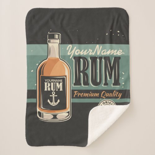 Personalized Sailor Rum Liquor Bottle Retro Sign Sherpa Blanket