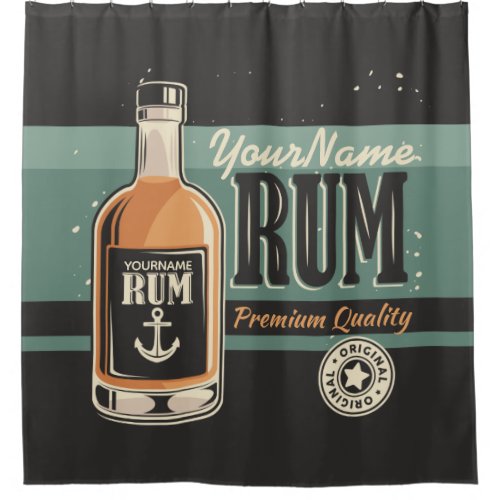 Personalized Sailor Rum Liquor Bottle Retro Sign Shower Curtain