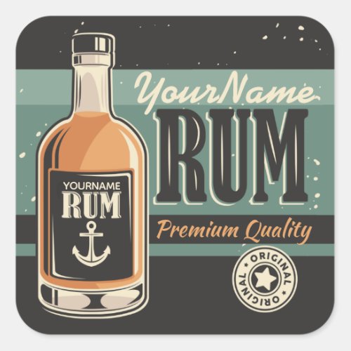 Personalized Sailor Rum Liquor Bottle Retro Sign  Square Sticker