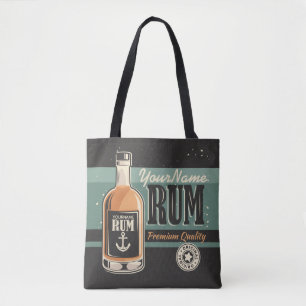 Personalized Sailor Rum Liquor Bottle Retro Sign Tote Bag