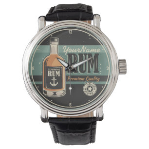 Personalized Sailor Rum Liquor Bottle Retro Sign Watch