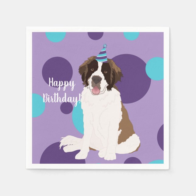 Personalized Saint Bernard Birthday  Napkins (Front)