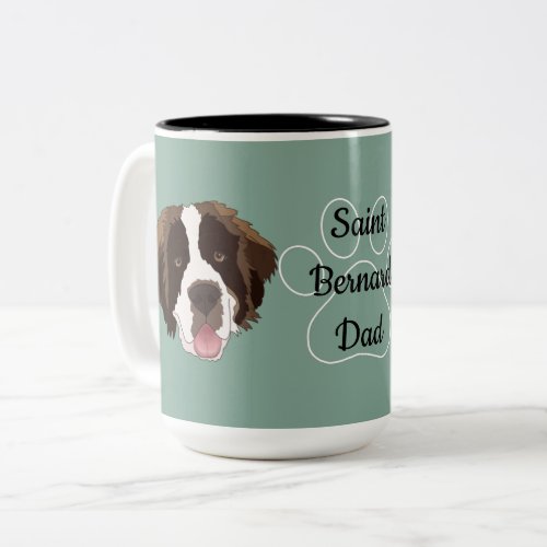 Personalized Saint Bernard Mom Dad Two_Tone Coffee Mug