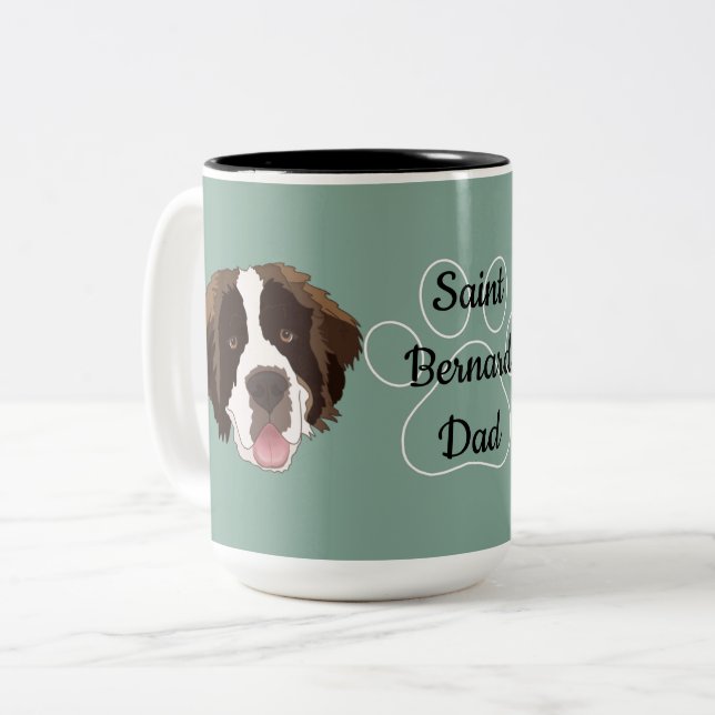 Personalized Saint Bernard Mom/ Dad Two-Tone Coffee Mug (Front Left)