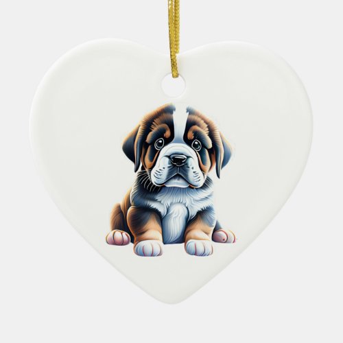 Personalized Saint Bernard Puppy Ceramic Ornament