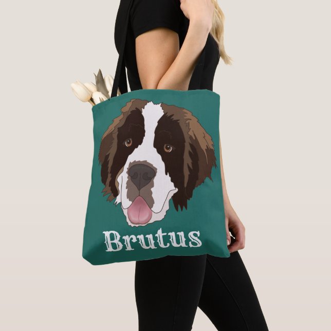 Personalized Saint Bernard  Tote Bag (Close Up)