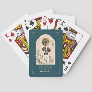Personalized Saint Bernard Wedding Favor Photo Poker Cards