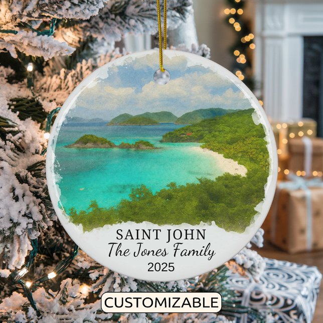 Personalized Saint John Ornament, Virgin Islands Ceramic Ornament (Creator Uploaded)