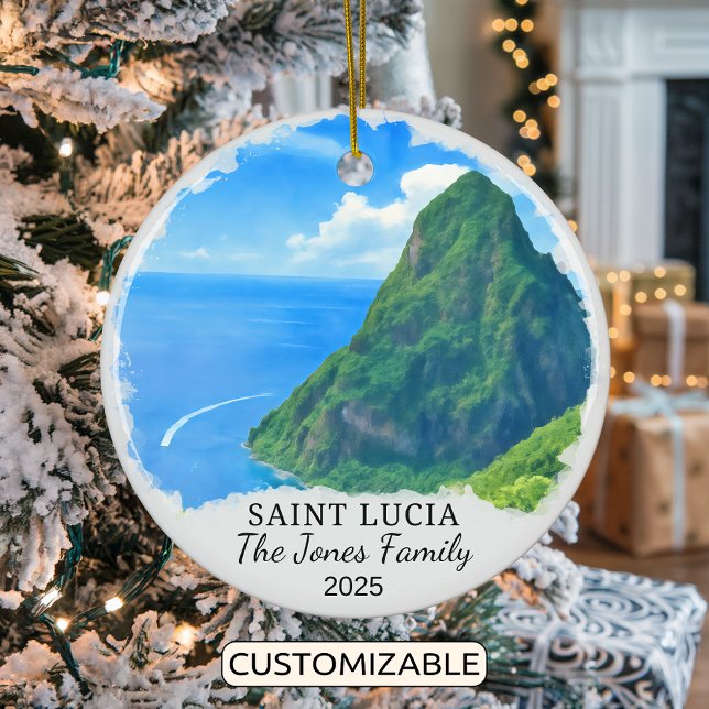 Personalized Saint Lucia Ornament, Caribbean Ceramic Ornament (Creator Uploaded)