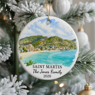 Personalized Saint Martin Ceramic Ornament, Custom Ornament