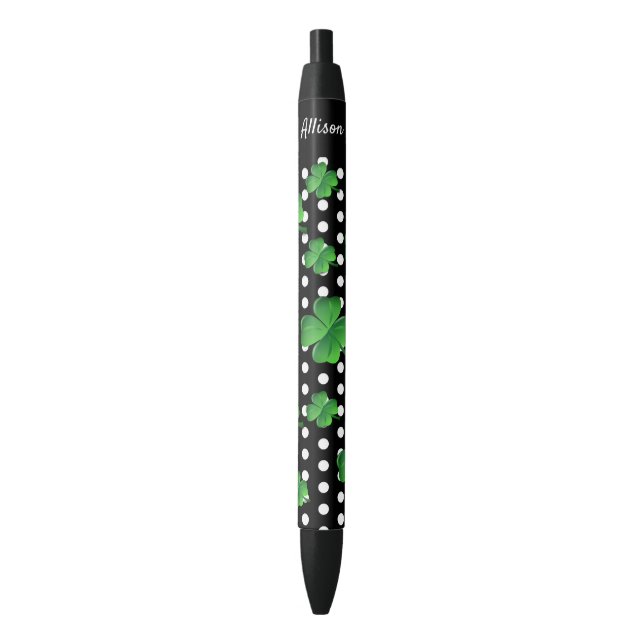 Personalized Saint Patricks Day Green Shamrock Pen (Front Vertical)