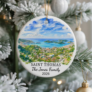 Personalized Saint Thomas Ceramic Ornament, Custom Ornament