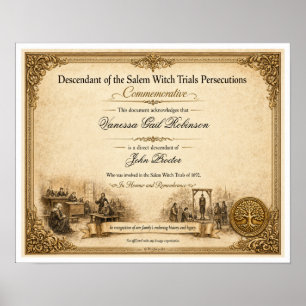Personalized Salem Witch Trials Descendant Poster