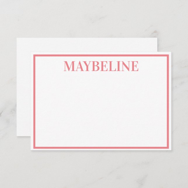 Personalized Salmon and White Flat Notecards (Front/Back)