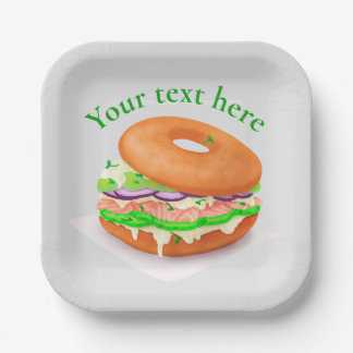 Personalized Salmon Bagel Paper Plates