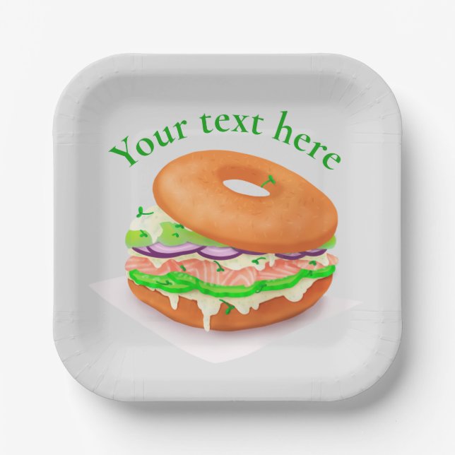 Personalized Salmon Bagel  Paper Plates (Front)