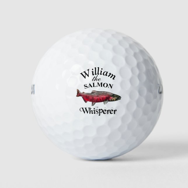 Personalized Salmon Whisperer Fisherman Golf Balls (Front)