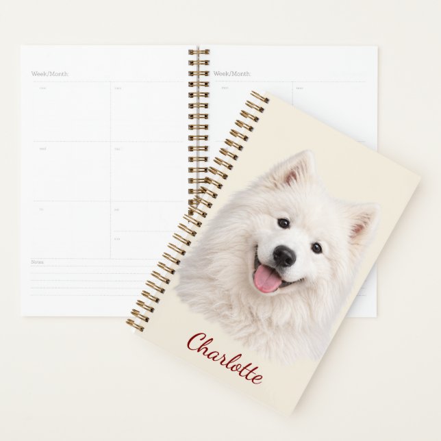 Personalized Samoyed with Custom Name Planner (Display)