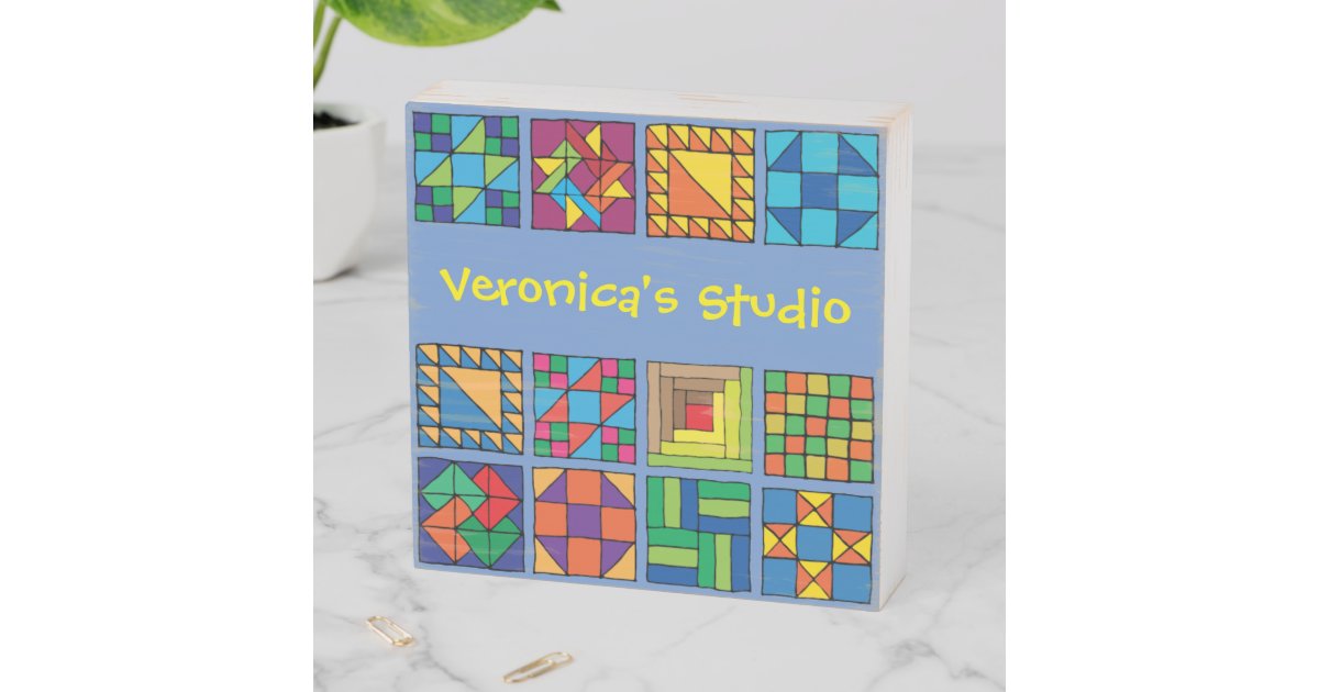 Personalized Sampler Quilt Design Wooden Box Sign | Zazzle
