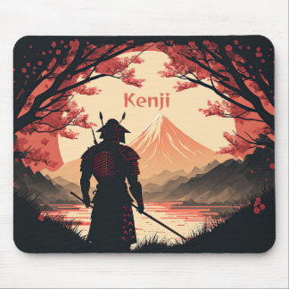 Personalized Samurai and Mt. Fuji with Full Moon Mouse Pad