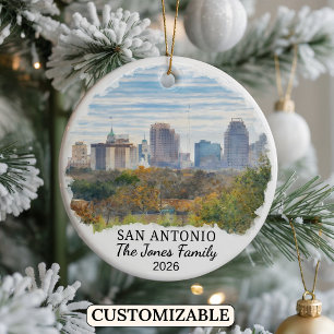 Personalized San Antonio Ornament, Custom Texas Ceramic Ornament